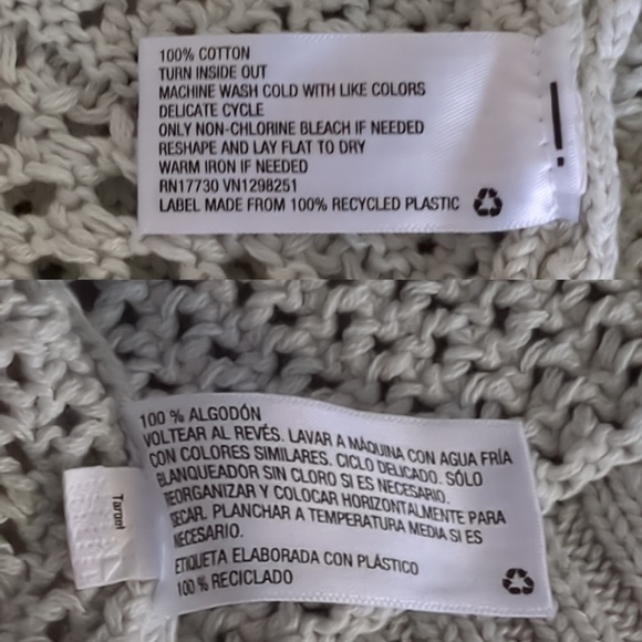 Universal Thread Pale Green Open-Knit Crochet V-neck Sweater 100%Cotton Women XL - Picture 10 of 10